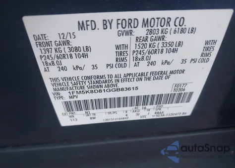 2016 Ford Explorer Xlt from USA, damaged, VIN 1FM5K8D81GGB83615